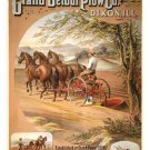 vintage ad poster for GRAND DETOUR PLOW CO. horses man machine COLLECTORS