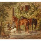Adam Albrecht Horses at the Porch FINE ART POSTER 20x30 prized Painting Adam Albrecht Horses at the Porch FINE ART POSTER 20x30 prized Painting