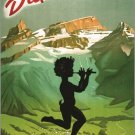 the green devil VINTAGE FRENCH TRAVEL POSTER snow mountains RARE NEW 20x30