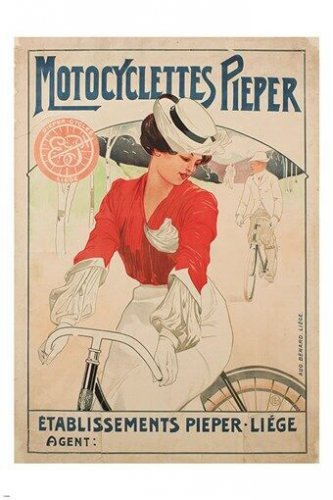 vintage AD POSTER emile berchmans' MOTOCYCLETTES PIEPER classic sporty 20x30