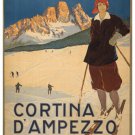 Cortina d'Ampezzo VINTAGE ITALIAN TRAVEL Ski Poster 1920 20x30 WINTER SPORT