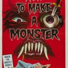 HOW TO MAKE A MONSTER vintage movie poster 1958 SCARY GORY collectors 20x30 HOW TO MAKE A MONSTER vintage movie poster 1958 SCARY GORY collectors 20x30