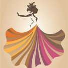FREESTYLE WOMAN FLOWING HAIR COLORFUL SKIRT vintage art poster unique 20x30