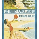 vintage travel poster VENDEE FRANCE beaches water sporty COLLECTORS 20x30