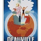 vintage french travel poster DEAUVILLE LA PLAGE FLEURIE scenic beach 20x30