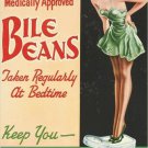 medically approved BILE BEANS vintage ad poster PRETTY GIRL collectors 20x30