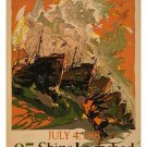 THE TIDAL WAVE vintage war poster JULY 4 1918 95 ships launched 20x30 RARE