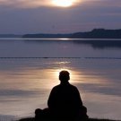 MEDITATING by WATER poster 20x30 nature peaceful soothing Buddhist spiritual