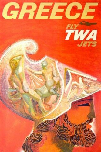 FLY TWA JETS to GREECE vintage travel poster COLLECTORS AIRLINE 20x30 new