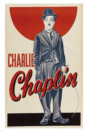CHARLIE chaplin AD poster MOUSTACHE hat 20x30 RASCAL exceptional COLLECTORS