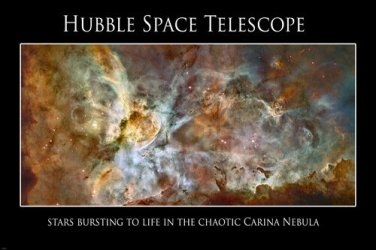 HUBBLE SPACE TELESCOPE POSTER showing STARS OF CARINA NEBULA rare 20x30
