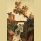 HUBERT ROBERT landscape with a waterfall FINE ART PAINTING POSTER 20x30