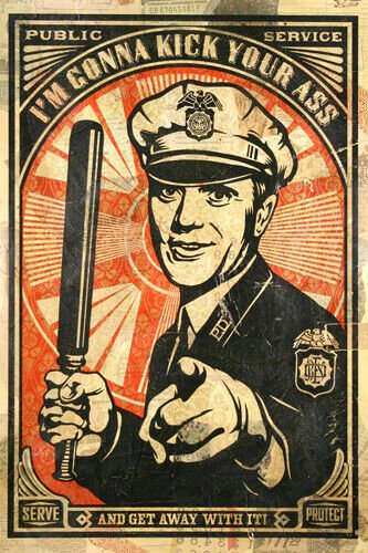 SATIRICAL RETRO COP POSTER WITH BILLY CLUB POSTER colorful in uniform 20x30-UW0