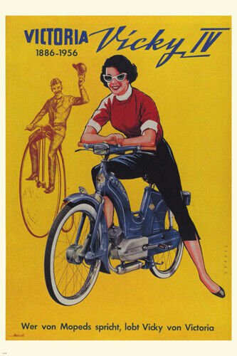 VICKY IV MOPEDS vintage ad poster CARLO DEMAND germany 1956 20x30 FIRST RATE