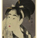 JAPANESE FINE ART PRINT Ase o Fuku onna Japan 20x30 Woman's Profile RARE!