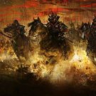 chinese warriors painting poster 20x30 HISTORIC IMPRESSIONISTIC ART GEM
