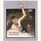 hey fellers COME ON IN vintage art poster NORMAN ROCKWELL pond swim 20x30