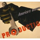 vintage ad poster PRODUCTION - AMERICA'S ANSWER jean carlu UNIQUE 20x30 hot