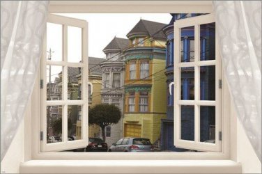 WINDOW into SAN FRANCISCO architecture poster HAIGHT ASHBURY 'HOOD 20x30 hip