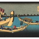 Japanese fine art PRINT POSTER 20x30 boats water LANTERNS COLORFUL