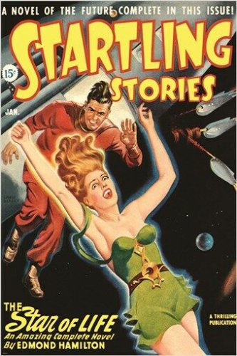 VINTAGE comic book cover poster STARTLING STORIES outer space sci-fi 20x30