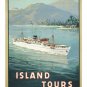 ISLAND TOURS vintage maritime travel poster BURNS PHILIP LINE 20x30 rare