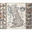 antique MAP OF THE BRITISH ISLES POSTER john speed HISTORIC COLLECTORS 20x30