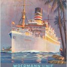 WOERMANN EAST AFRICA LINE vintage boat travel poster PALM TREES OCEAN 20x30 WOERMANN EAST AFRICA LINE vintage boat travel poster PALM TREES OCEAN 20x30