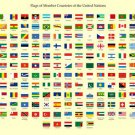 UNITED NATIONS MEMBERS COUNTRY FLAG political poster colorful educational 20x30