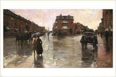 RAINY DAY, BOSTON childe hassam FINE ART POSTER vintage refined RARE 20x30