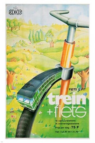 1976 BICYCLE train VINTAGE FOREIGN AD POSTER  marci brussels 20x30 SPORTY