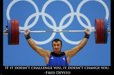 lifting heavy weight OLYMPIC GLORY 20x30 motivational poster about change