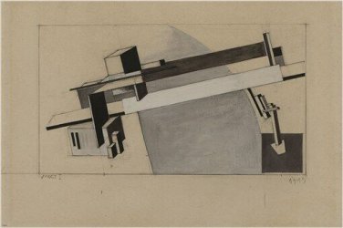 lazar el lissitzky - proun STUDY THE BRIDGE vintage design poster 20x30 RARE