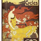 VINTAGE AMERICAN CRESCENT CYCLES poster woman long flowing hair bike 20x30 