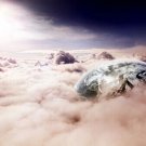 VIEW ABOVE THE CLOUDS & PLANET EARTH poster BRIGHT sunlight INDIGO sky 20x30