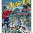 vintage train travel poster ARCACHON FRANCE official scenic RARE 20x30 NEW