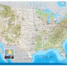 MAP NATIONAL ATLAS OF USA poster transport routes physical features 20x30 -VW0