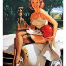 vintage 1965 FAST LASS poster 20x30 LEGGY sexy girl on car TROPHY HELMET