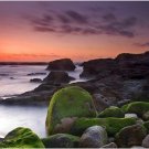BEAUTIFUL LANDSCAPE POSTER rocks ocean sunset sky COLORFUL COLLECTORS 20x30