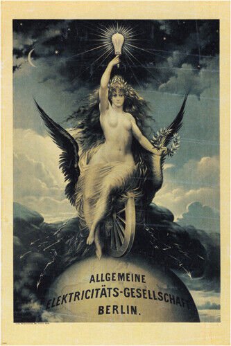 vintage ad poster BERLIN ELECTRIC COMPANY germany 1888  RARE HOT NEW 20x30