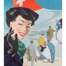 swissair airlines VINTAGE TRAVEL POSTER retro lady COLLECTORS unique 20x30