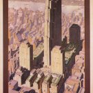 ROCKEFELLER CENTER NEW YORK vintage travel poster L RAGAN US 1936 20x30 RARE