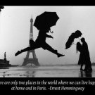 classic PARIS DANCE IN THE RAIN inspirational poster 20x30 Hemingway QUOTE