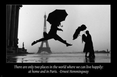 classic PARIS DANCE IN THE RAIN inspirational poster 20x30 Hemingway QUOTE