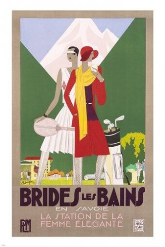 BRIDES LES BAINS french train travel poster COLORFUL COLLECTORS STYLE 24X35