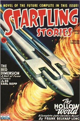 startling stories - THE HOLLOW WORLD - vintage COMIC BOOK cover poster 20x30