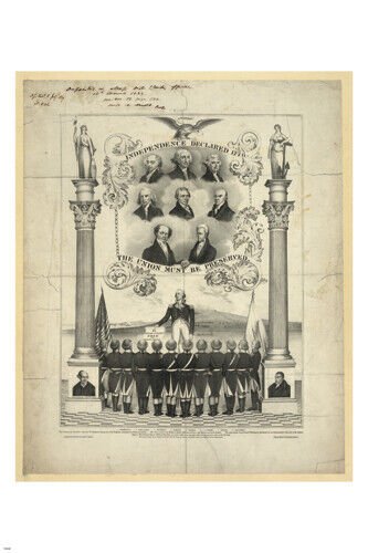 HISTORICAL INDEPENDENCE DECLARED POSTER1776-20x30 statesman and generals