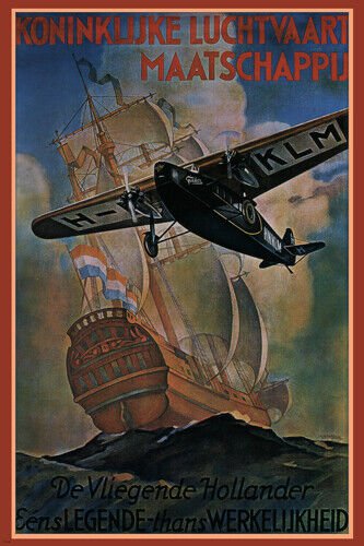 KLM legend becomes fact VINTAGE ad poster JAN WIGJA Netherlands 1929 20x30