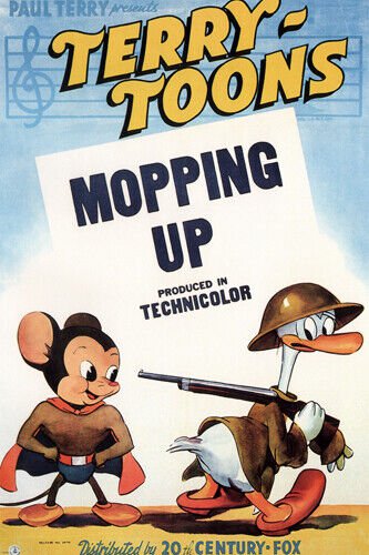Terry-Toons Mopping up by Eddie Donnelly MOVIE POSTER 1943 cartoon 20x30 hot