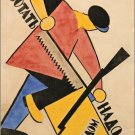 1920 vladimir lebedev propaganda poster MAN MUST WORK BUT RIFLE NEARBY 20x30